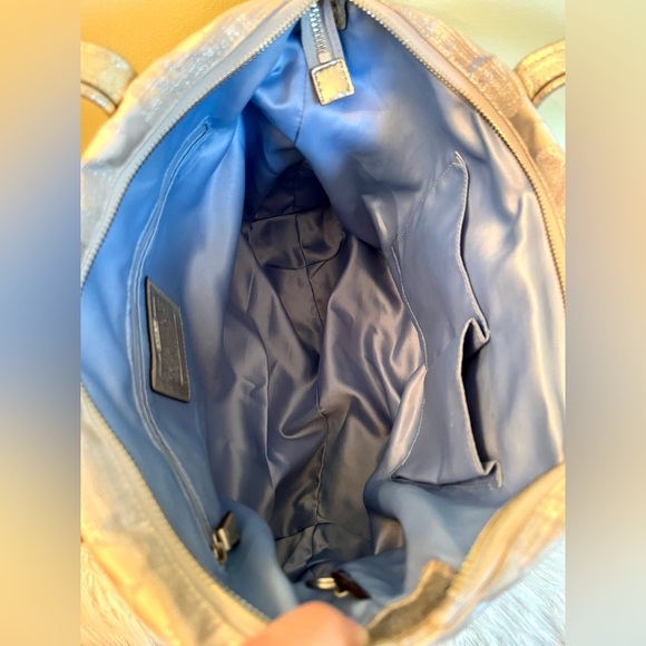 Coach Poppy Signature Silver Jacquard Large Designer Tote Shoulder Bag - Picture 9 of 9